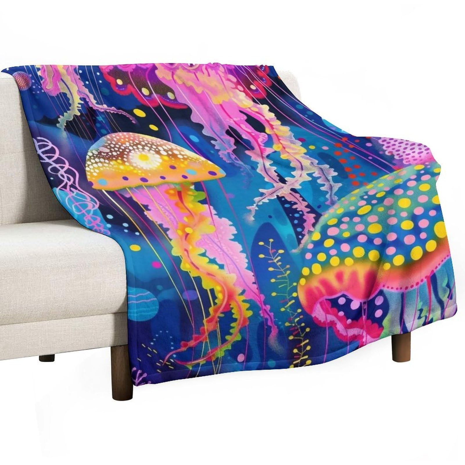 YHGSREUOH Yayoi-Kusama-Jellyfish_01 Flannel Blankets Fleece Soft Throw Lightweight Plush Gifts for Couch, Bed, Cozy Sofa Plush, Chair, Lovers 130x150cm(50x60in)