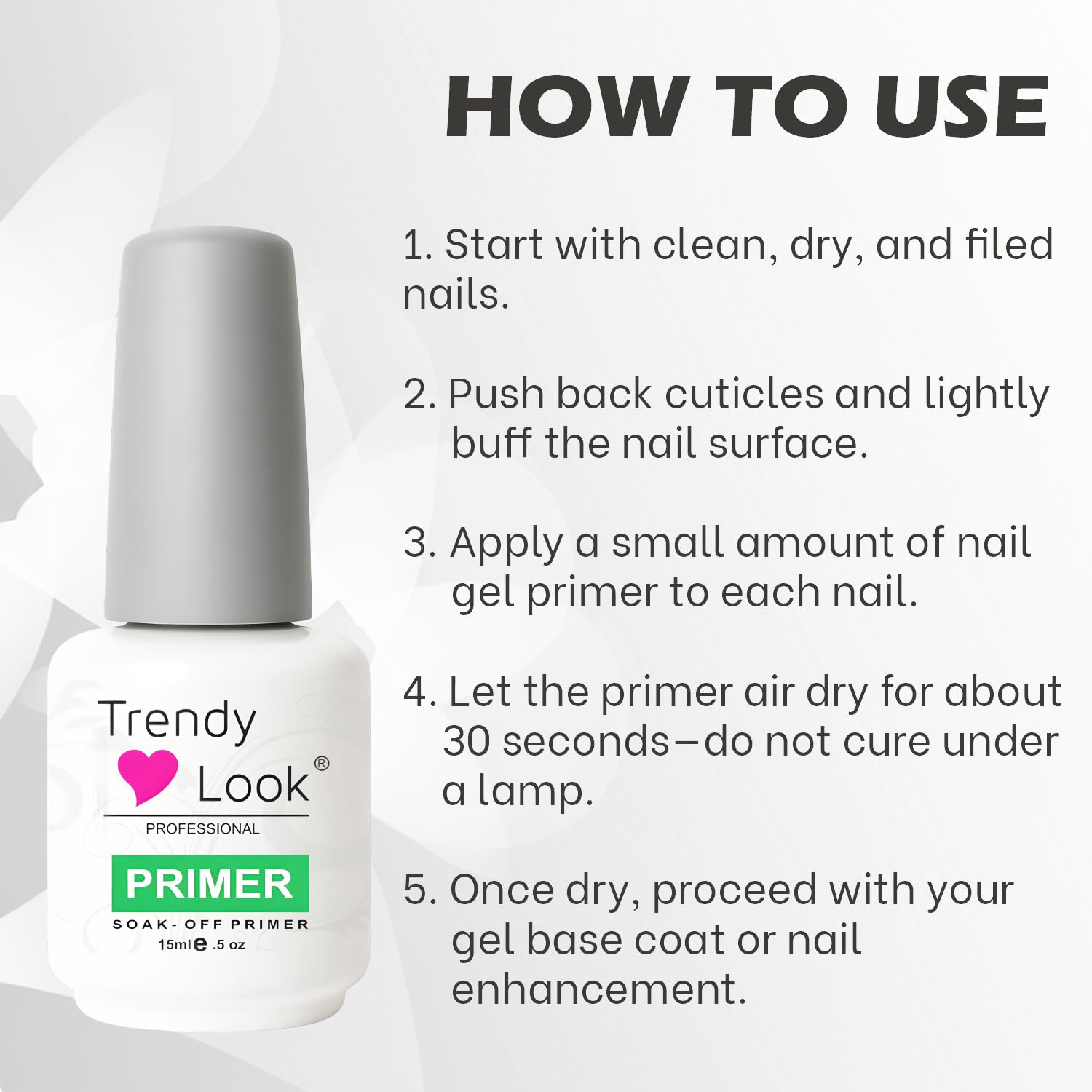 Trendy Look 4-in-1 Nail Care Gel Combo – Primer, Base Coat, Top Coat & Dehydrator for Long-Lasting, Salon-Quality Nails 1