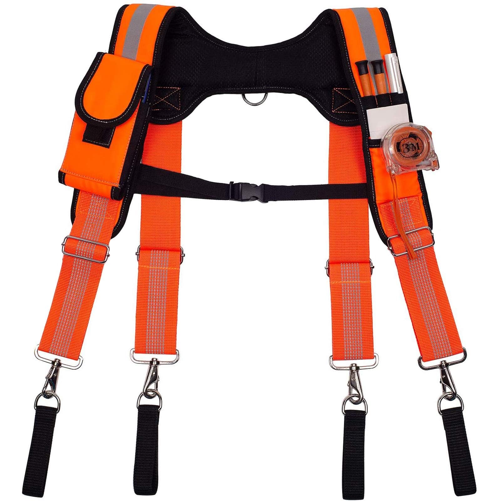 Dr.TOUGH Bretelles réfléchissantes de sécurité pour travaux de construction avec support de téléphone (orange), orange, taille unique