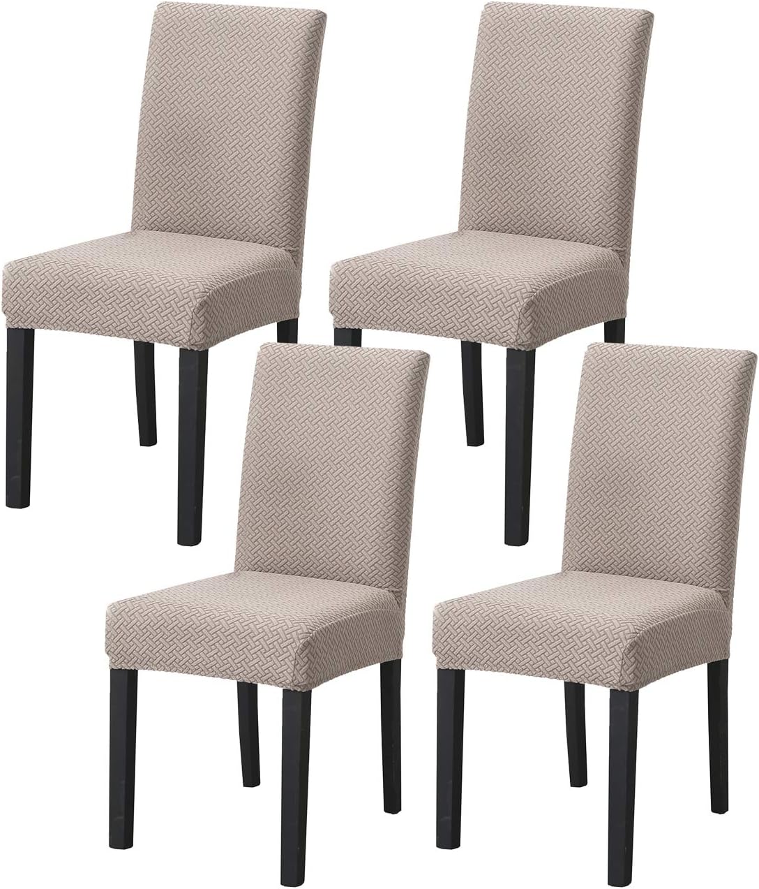 Ogrmar 4PCS Dining Chair Slipcovers Stretch Removable Washable Dining Room Chair Protector Covers Home Decor Seat Slipcover(Sand)
