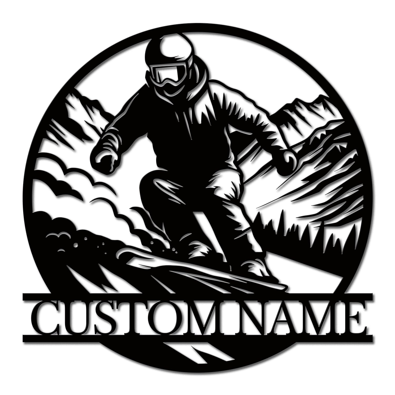 Pailideart Style-6 Personalized Ski Metal Wall Art, Custom Skier Name Sign, Winter Sports Decor, Alpine Lodge Sign, Snowboarding Gift, Slope-Themed Home Decor, Ski Enthusiast Present (Style-6)