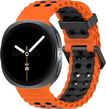 Teknoft Samsung Galaxy Watch 8 40mm/44mm ve Watch 8 Classic 46mm ile Uyumlu Hafif ve Yumu ak  ift Renkli Ocean Loop Silikon Kordon