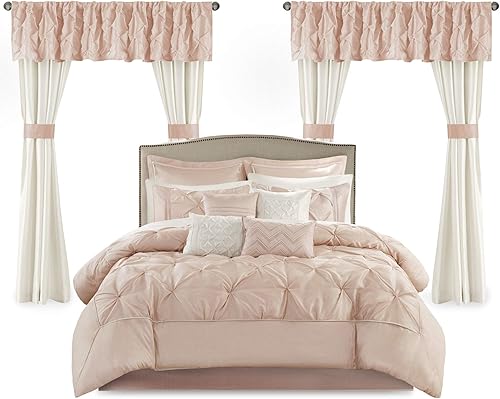 Miniatura 20 de Madison Park Essentials - Juego de edredón de seda sintética para habitación en una bolsa, de lujo con diamantes para todas las estaciones, cortinas