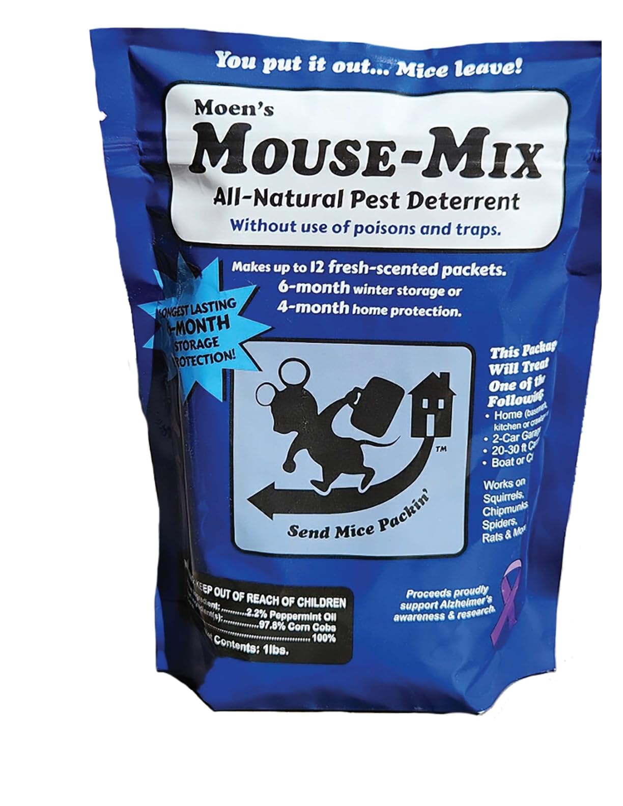Moen’s Mouse Repellent Pouches, Peppermint Oil Rodent Repellent & Deterrent – Effective Mice Repellent for Home, Car, RV, Garage & Shed – Safe for Kids & Pets – 1 lb. (12 Pack)