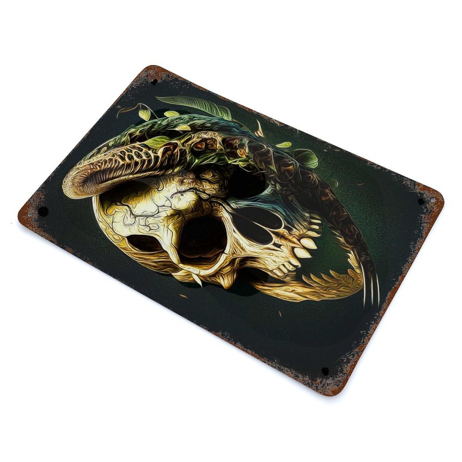 Skull Vintage Rust Metal Sign 11.8"x7.9", for Basement, Hobby Room And Garage Decor, Farmhouse Wall Decor