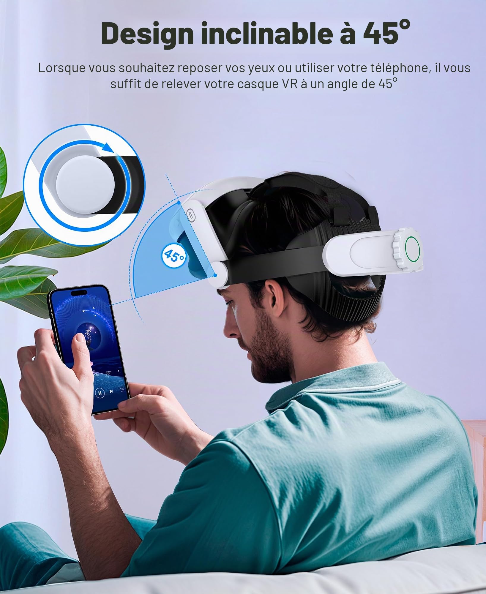 HELLCOOL Sangle de Tête Confortable pour Meta Quest 3S/3/2 – Serre-tête VR Ergonomique, Pliable à 45° avec Molette de Réglage – Accessoire Léger, sans Points de Pression pour Longues Sessions