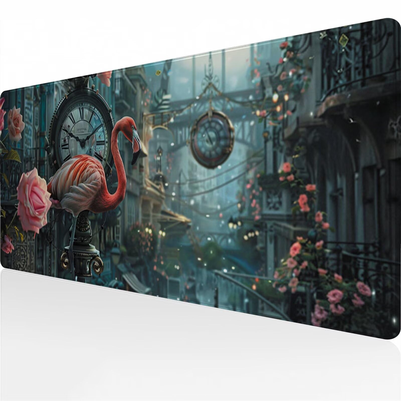 Gaming Mauspad 1500x800x2 mm Verlängertes großes Mauspad XXL Schreibtischauflage mit Rutschfester Basis genähte Rand für Büro Zuhause (Tierblume)