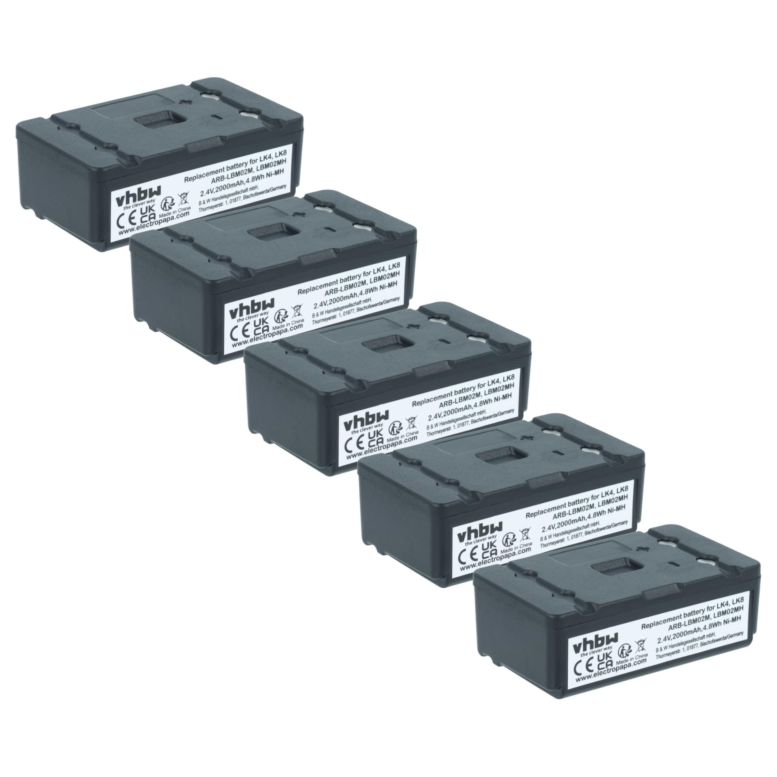vhbw 5X batería reemplaza Autec ARB-LBM02M, LBM02MH para Mando a Distancia, Control Remoto (2000 mAh, 2,4 V, NiMH)