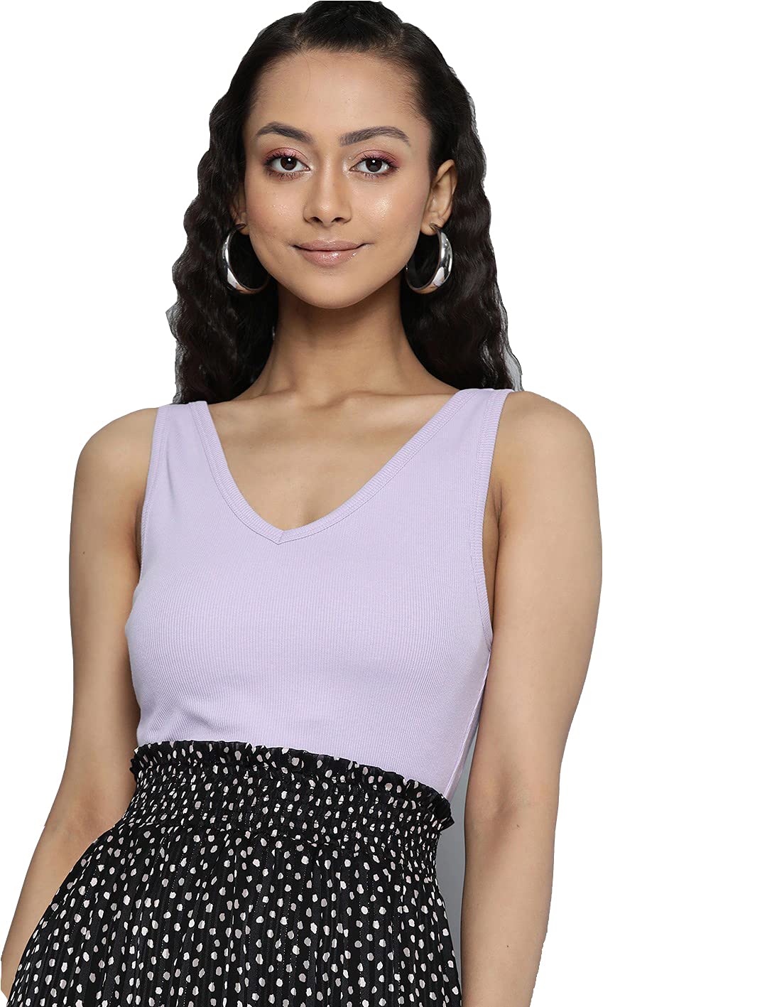 Sanjis Enterprise Women Stretchable Sleeveless V Shape Basics Solid Casual Trendy Stylish Ribbed Crop Top Fashion Tank Tops Summer Sleeveless Cut Sleeves Trendy top Women Girls