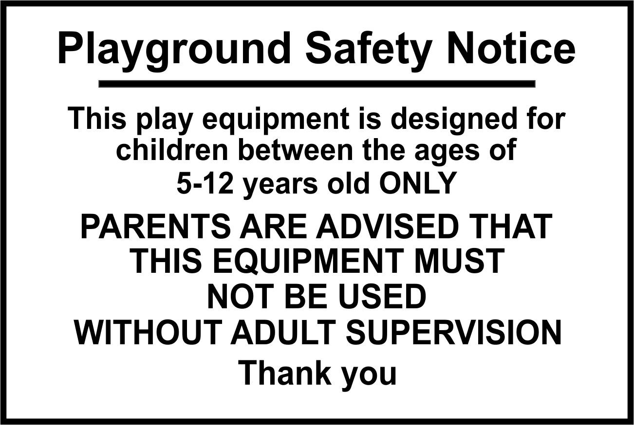 INDIGOS UG - Adesivo - Sicurezza - Avviso - Playground safety notice. This equipment is deZeichened for children between the ages of 5-12 years old only. 30cmx2cm - Adesivi per ufficio, azienda