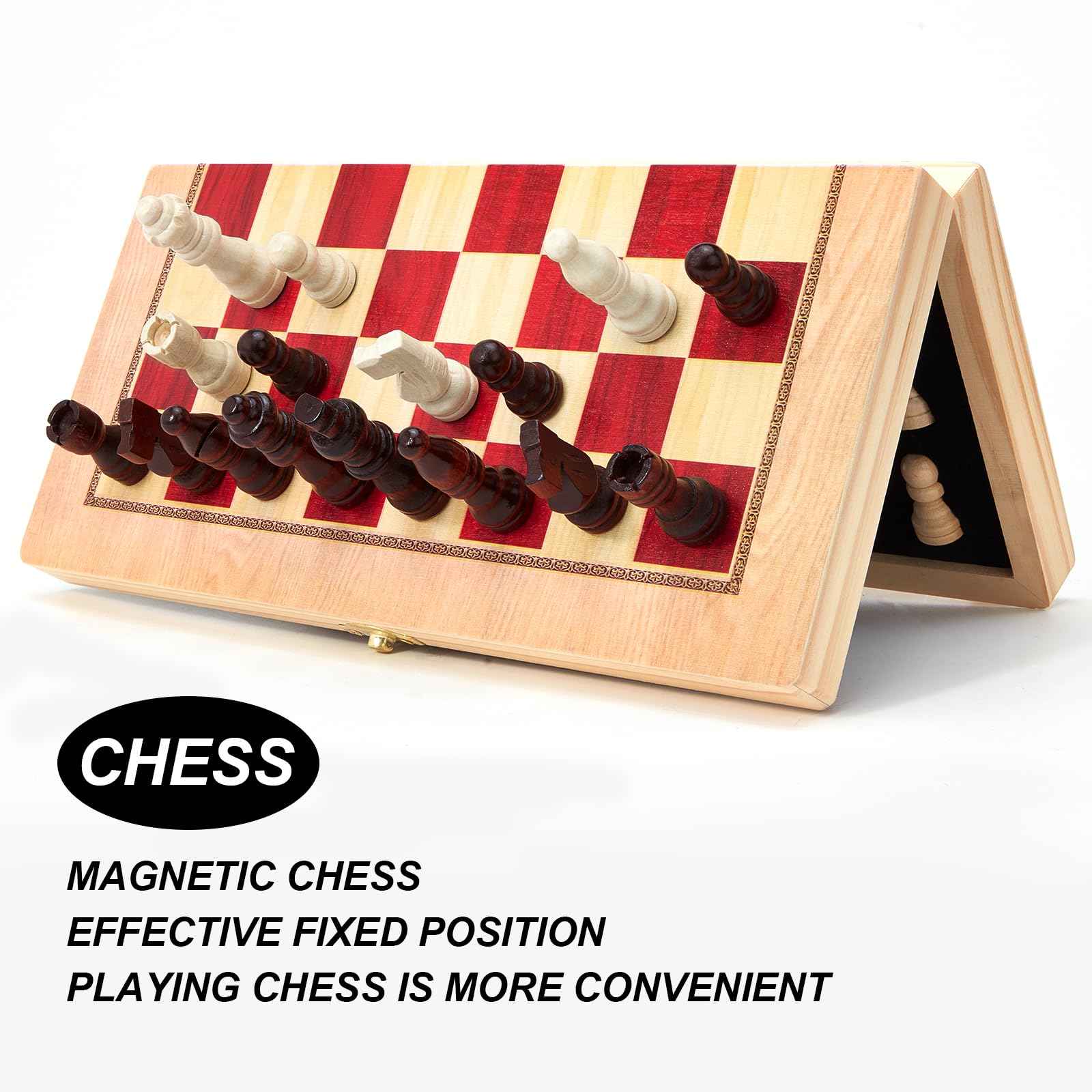 Juego De Ajedrez De Madera Magnético Plegable – Tablero Portátil Con Piezas Imantadas, Ideal Para Viajes, Principiantes Y Adultos