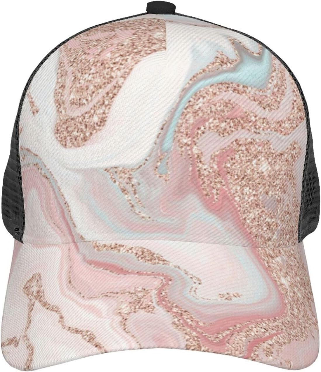 Rose Gold Glitter Coral Gray Pastel Marble Baseball Cap Golf Dad Hat for Men and Women Adjustable Snapback Mesh-Back Outdoor Sport Trucker Hat