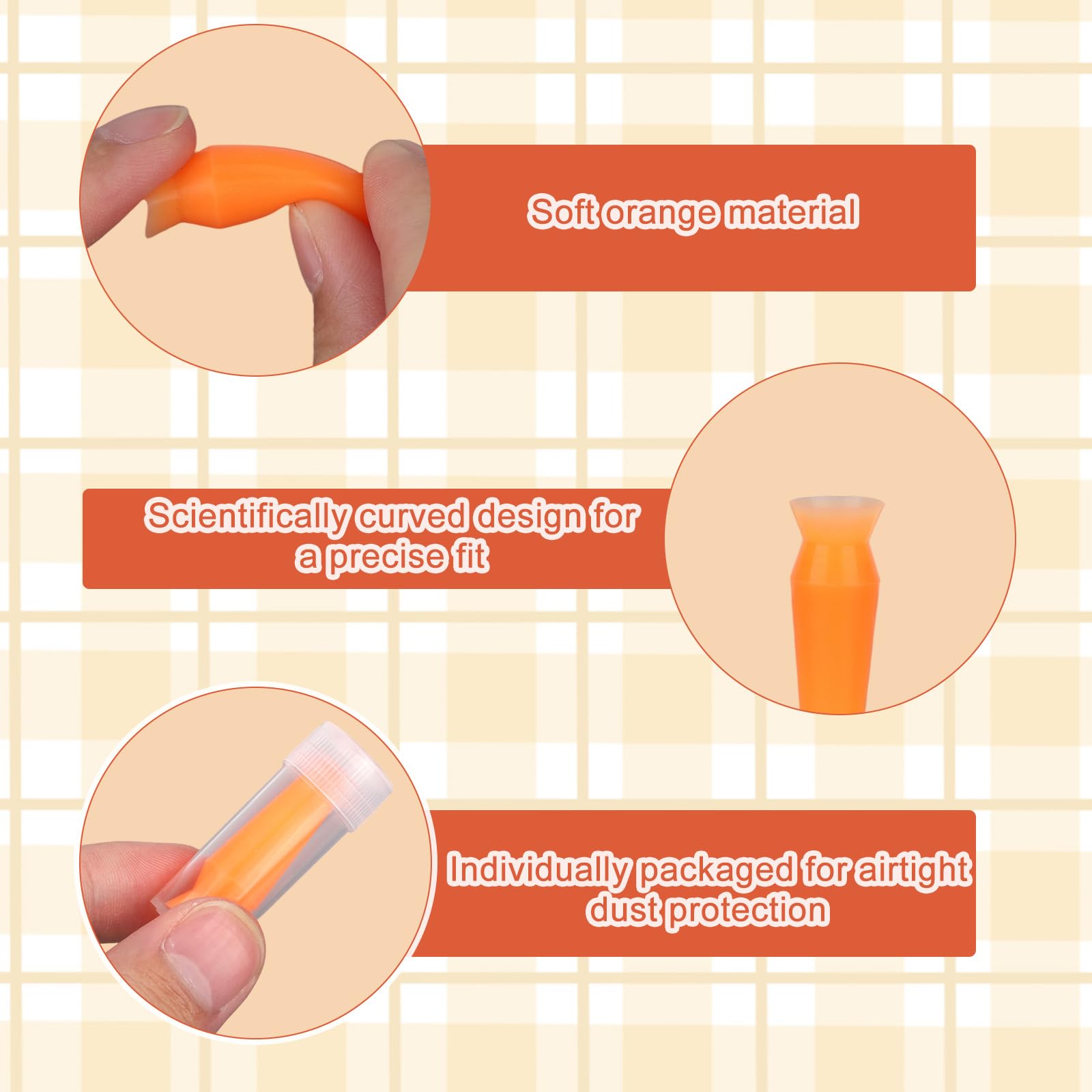 8 Piezas Insertador Lentes Esclerales, Sin Ventilación Aplicador de Lentes de Contacto Empaquetado Individualmente Émbolo Silicona para Prótesis Oculares Rígidas RGP (Naranja)