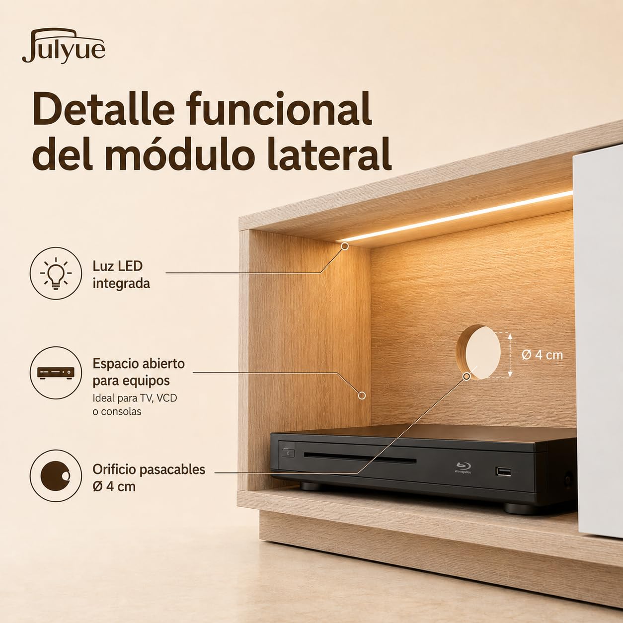 Mueble TV Extensible 163-240 cm, Mueble Bajo con LED Sensor, USB y Pasacables, 3 Cajones de Apertura a Presión, para Televisor hasta 75 Pulgadas