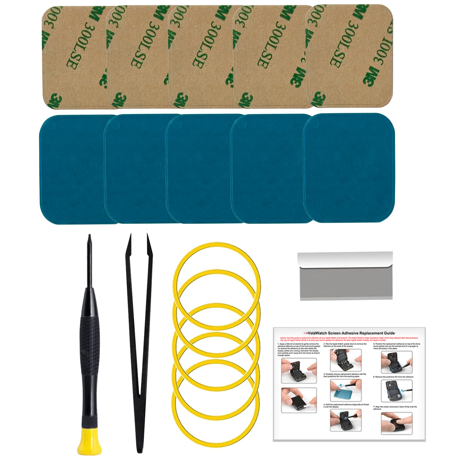 5Pcs Pre-Cut Screen Sticker Compatible with Apple Watch Series 1/2/3 42mm Waterproof Frame Sticker Replacement, with Tools, Instruction