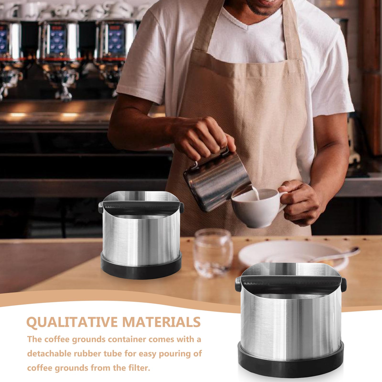 Recipiente para tamiz portafiltros, caja de acero inoxidable, recipiente para posos de café, portafiltros para posos de café, recipiente para portafiltros, accesorios para máquina portafiltros (700 ml