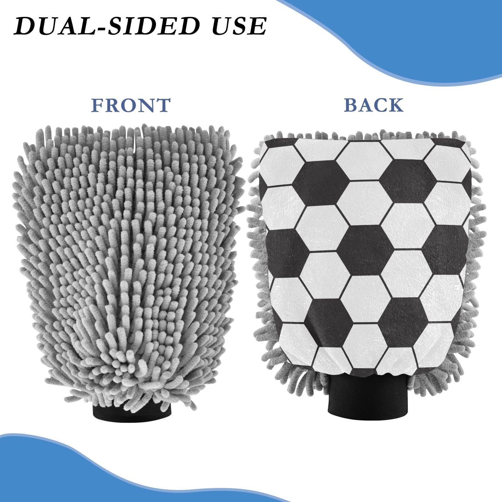 Hezely Football Car Wash Mitt, 2PK Scratch Free Lint-Free for Car Washing and Detailing