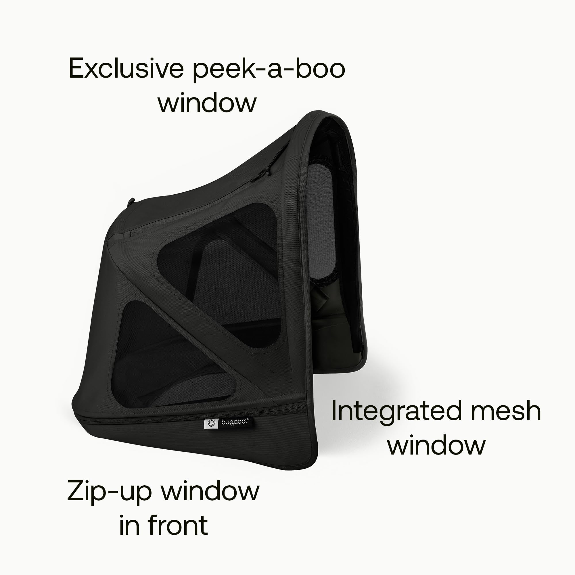 Bugaboo Donkey 6 Capote à fenêtres, extensible pour une couverture supplémentaire et une protection solaire optimale, hydrofuge, compatible avec toutes les poussettes Bugaboo Donkey, Heritage Black