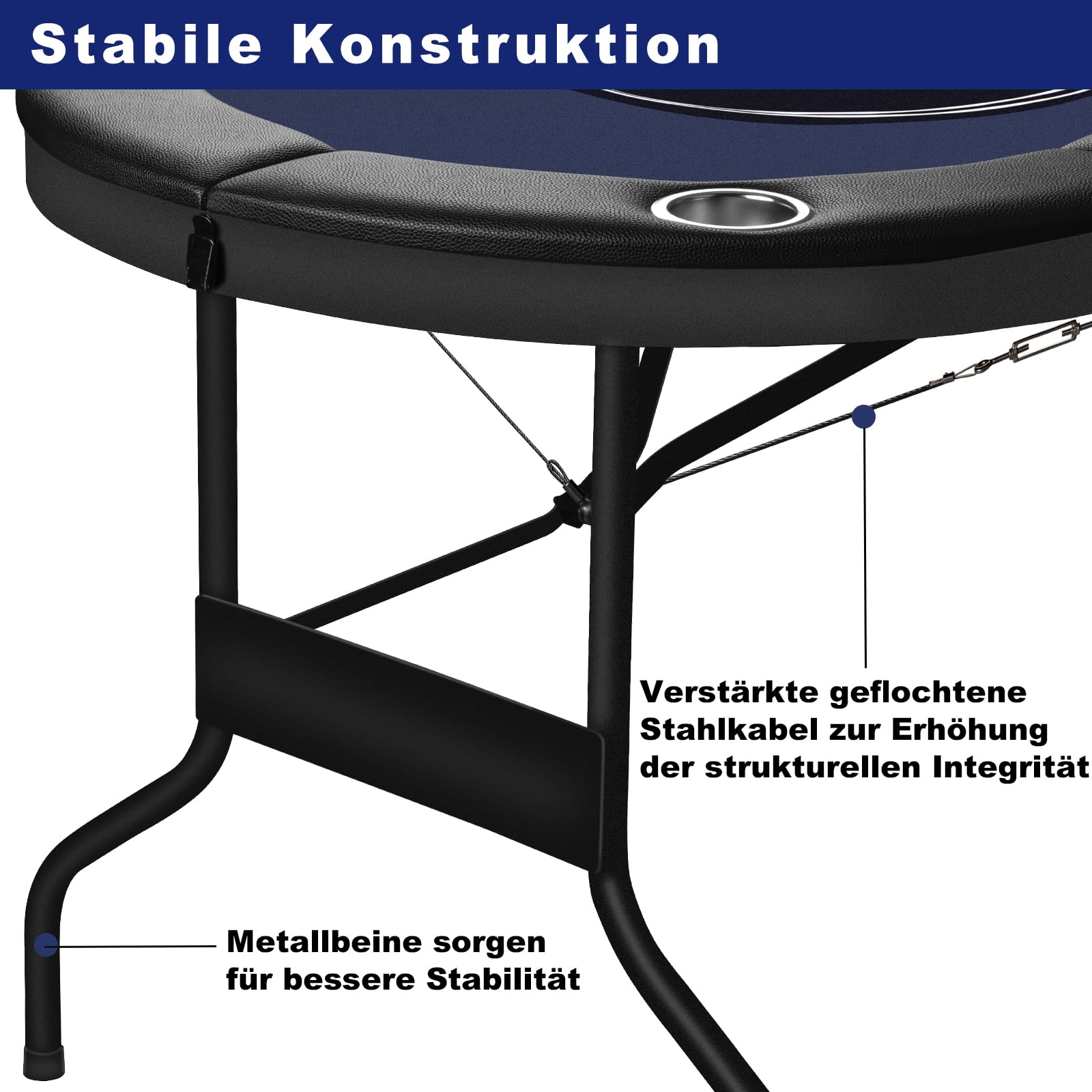HLC Faltbarer Pokertisch 180 cm für 8 Personen mit Getränkehaltern