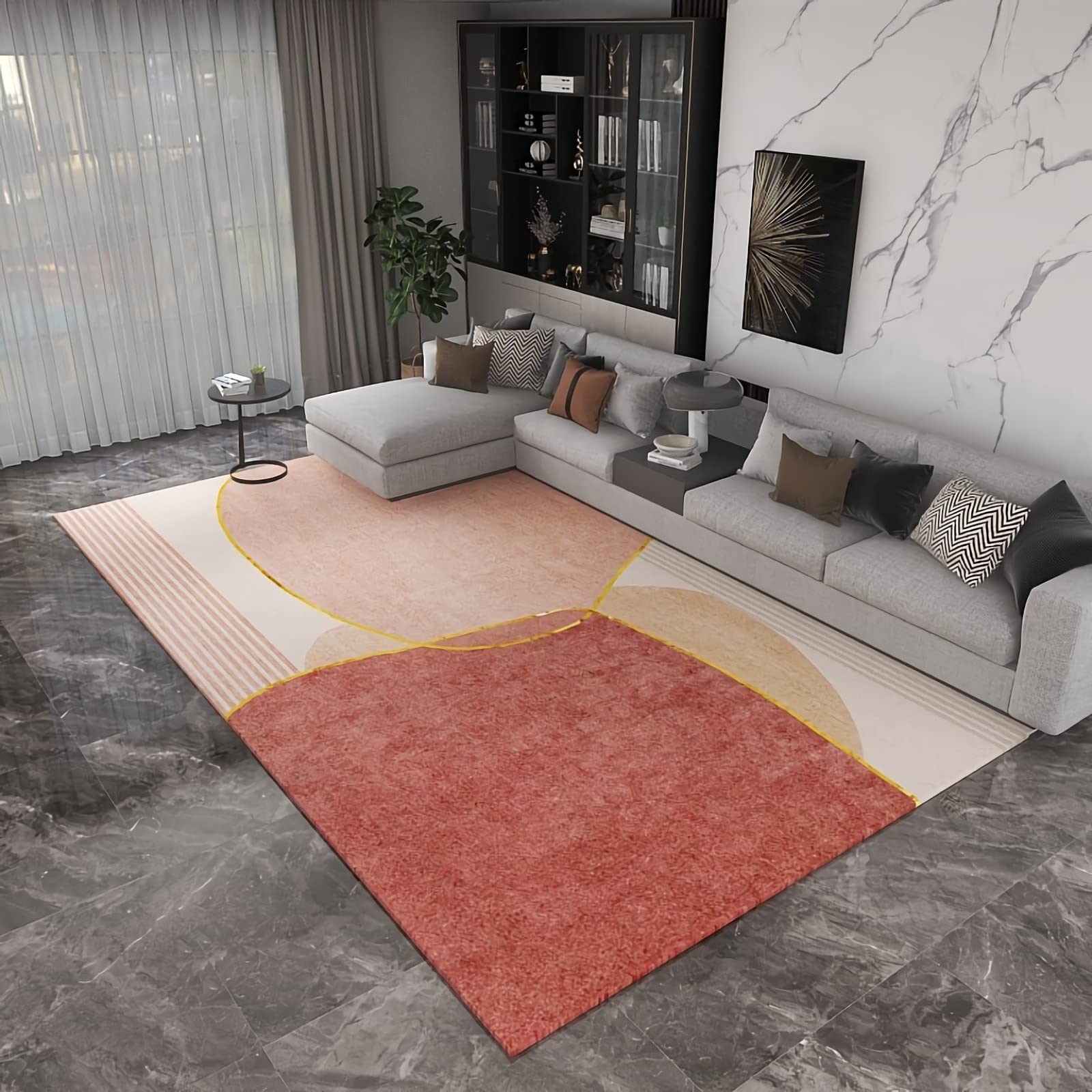 Tapis graffiti stripe au design géométrique abstrait jaune et beige maison 180x250cm