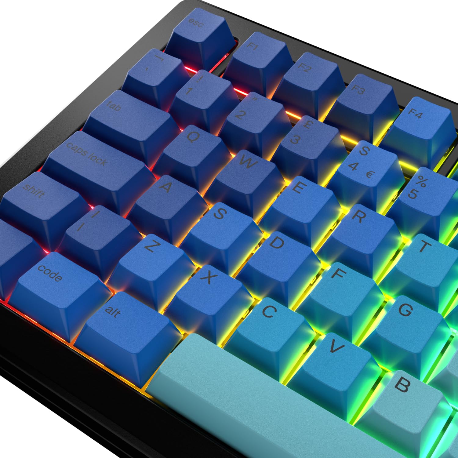 Glorious Gaming – GPBT Gradient-tangenter (Ocean) för mekaniska tangentbord, bleknar inte, passar till 100%,75%,65% och 60%,PBT-material, – Brittisk QWERTY-layout