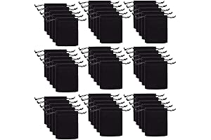 JIAKAI 50pcs Black Velvet Spice Pouch Double Drawstring Bag for Herbs and Spices