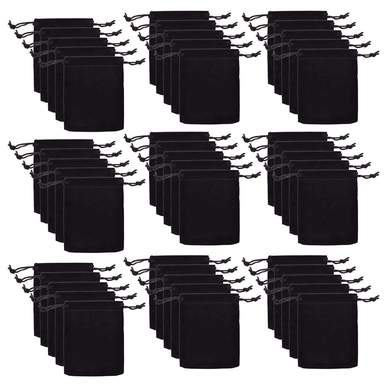 JIAKAI50pcs Velvet Double Drawstring Cloth Bag.Jewelry Drawstring Pouches for Small Jewelry Bracelet/Headphones Bag/Beads/Spice/Gift Bags(Black)
