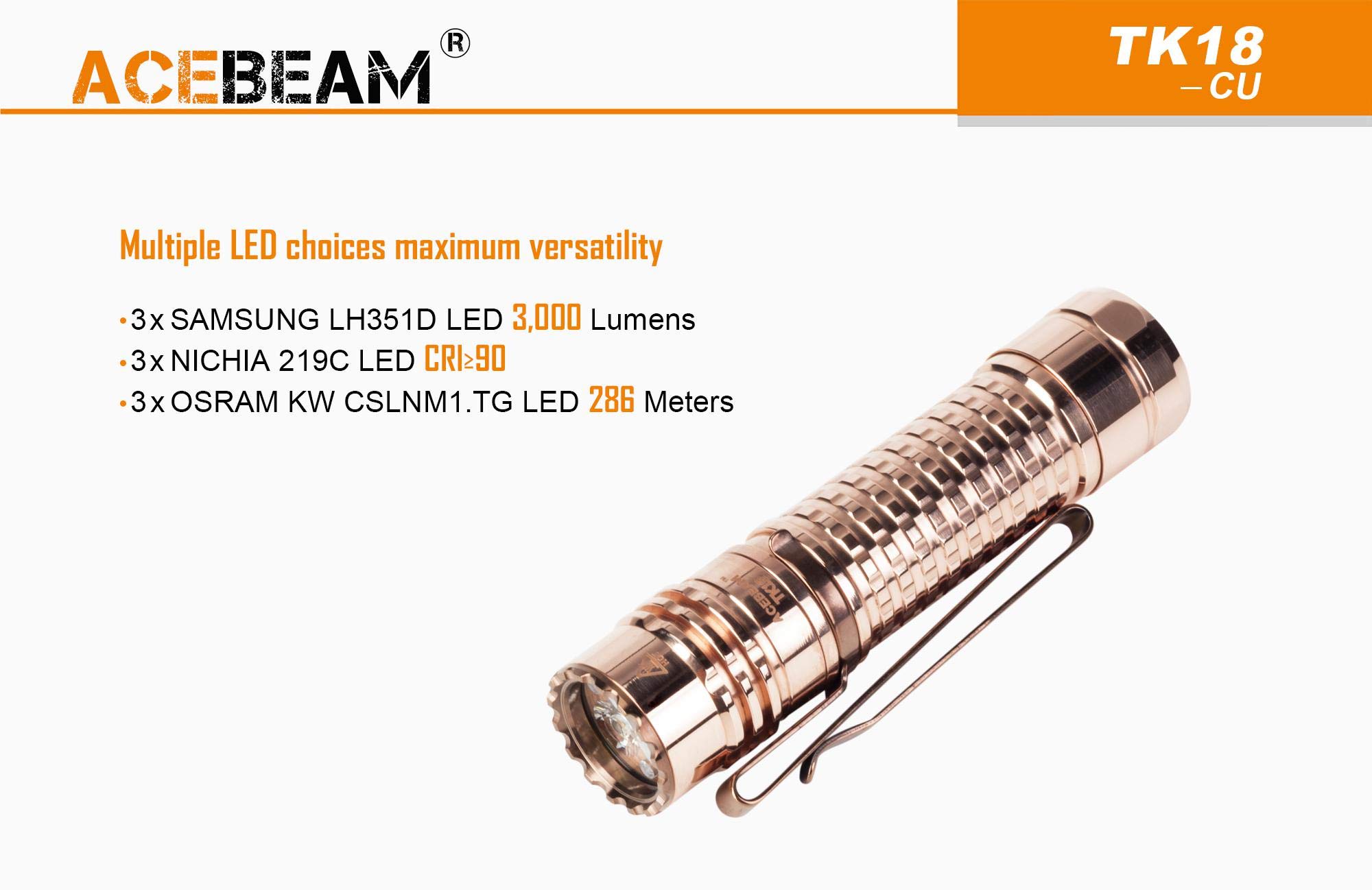 Amazon | Acebeam TK18 Copper LED Flashlight - Samsung LED, 3000