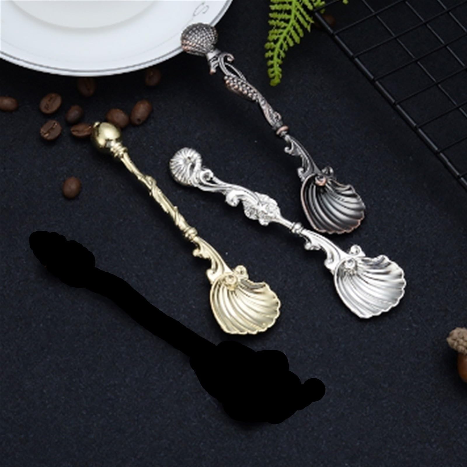 JINGYAN Cucchiaini da caffè Coffee Spoon Kitchen Dining Flatware Cutlery Dessert(Gold)