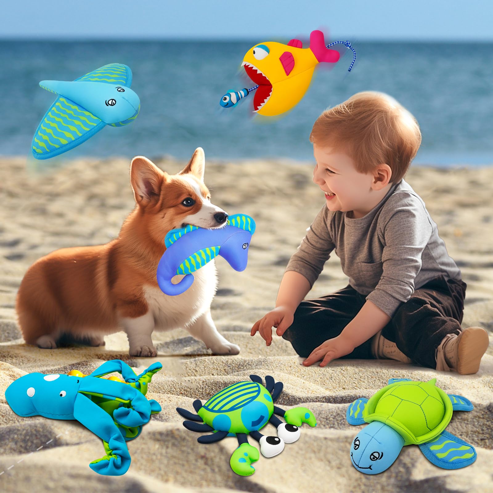 Hundespielzeug, schwimmendes Wasserspielzeug für Hunde, Outdoor Strand Interaktives Hundespielzeug für kleine und mittelgroße Hunde,Schildkröte