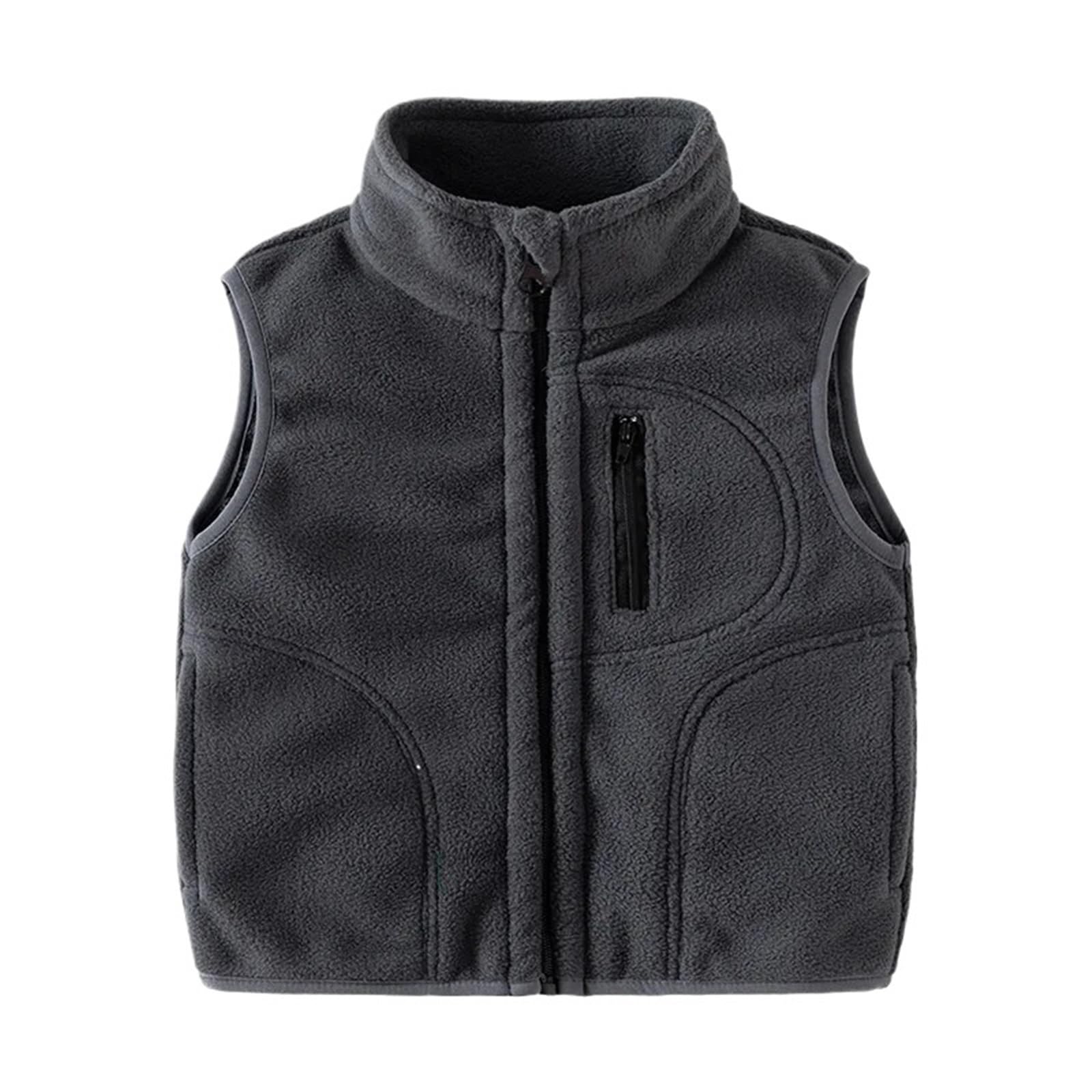 Cappotto Invernale in Pile for Neonato – Giacca Moda in Tinta Unita for Bambini (2-6 Anni)(Gray,6T(Size 130))