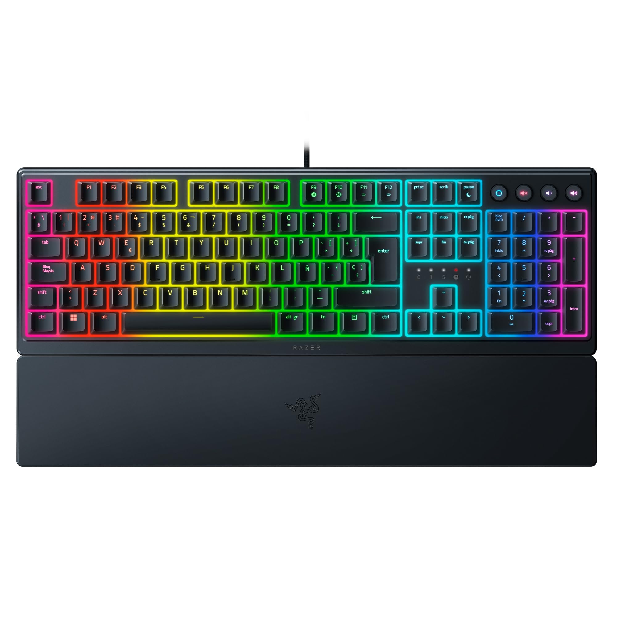 Razer Ornata V3 - Low Profile Gaming Keyboard (Mecha Membrane Hybrid Switch, UV Coated Keycaps, Soft Touch Magnetic Wrist Rest, RGB Chroma) QWERTY ES Keyboard | Black