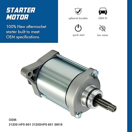 Miniatura 2 de Reemplazo del motor de arranque compatible con Honda Rancher 420 TRX420 TRX420FA TRX420FA TRX420FE TRX420FM 2007-2014 con OE # 31200-HP5-601