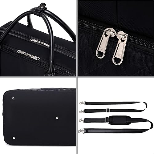 Miniatura 7 de Bolsas de fin de semana para mujer, bolsa de lona grande de viaje con compartimento para zapatos, bolsa de mano de mano, juego de 3 piezas