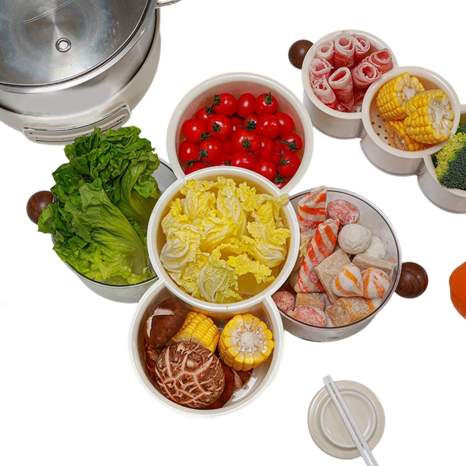 Plateau compartimenté rotatif à 360° pour fruits buffet et frigo de cuisine