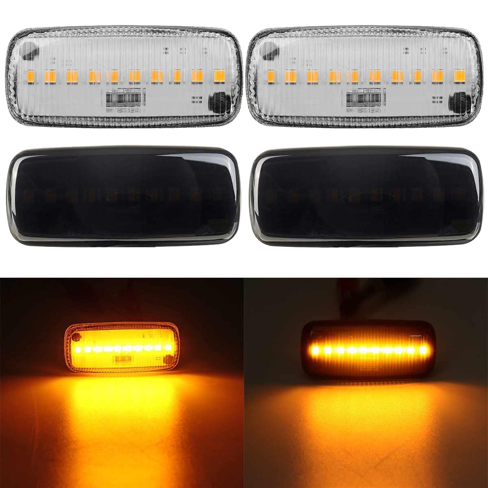 FREEZER Piloto Intermitente Luz LED dinámica posición Lateral Coche luz señal Giro para Chrysler 200 2007 2008 2009 2010 2011 2012 2013 2014 2015 2016 Color Negro Intermitentes Automóviles