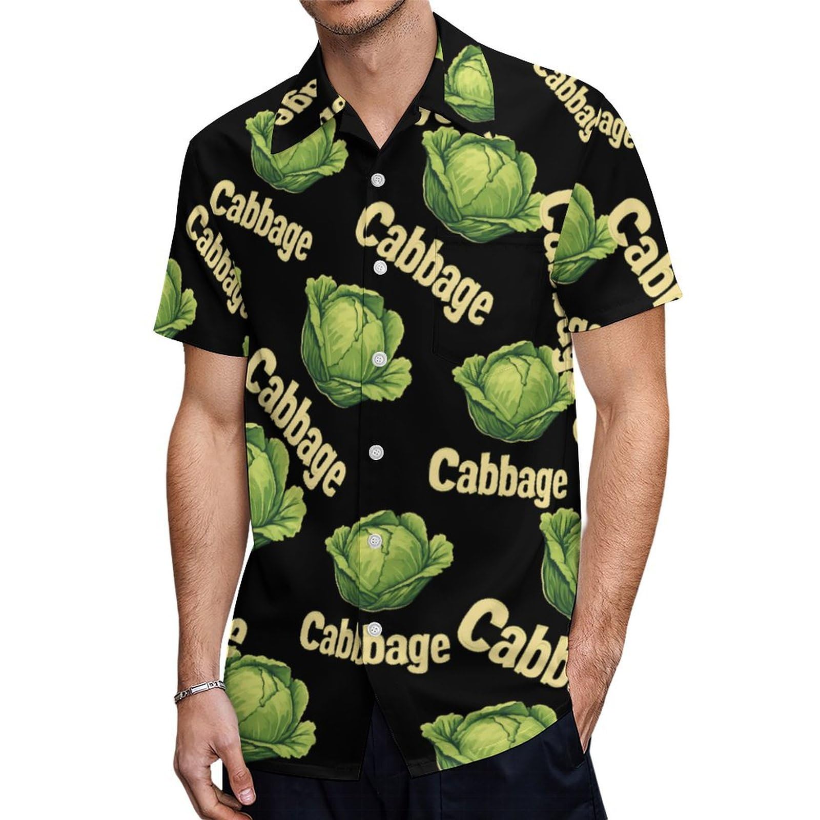 Anceky Men's As Pic Cabbage Short Sleeve Button Down Shirts Casual Hawaiian Shirt Summer Blouse With Pocket