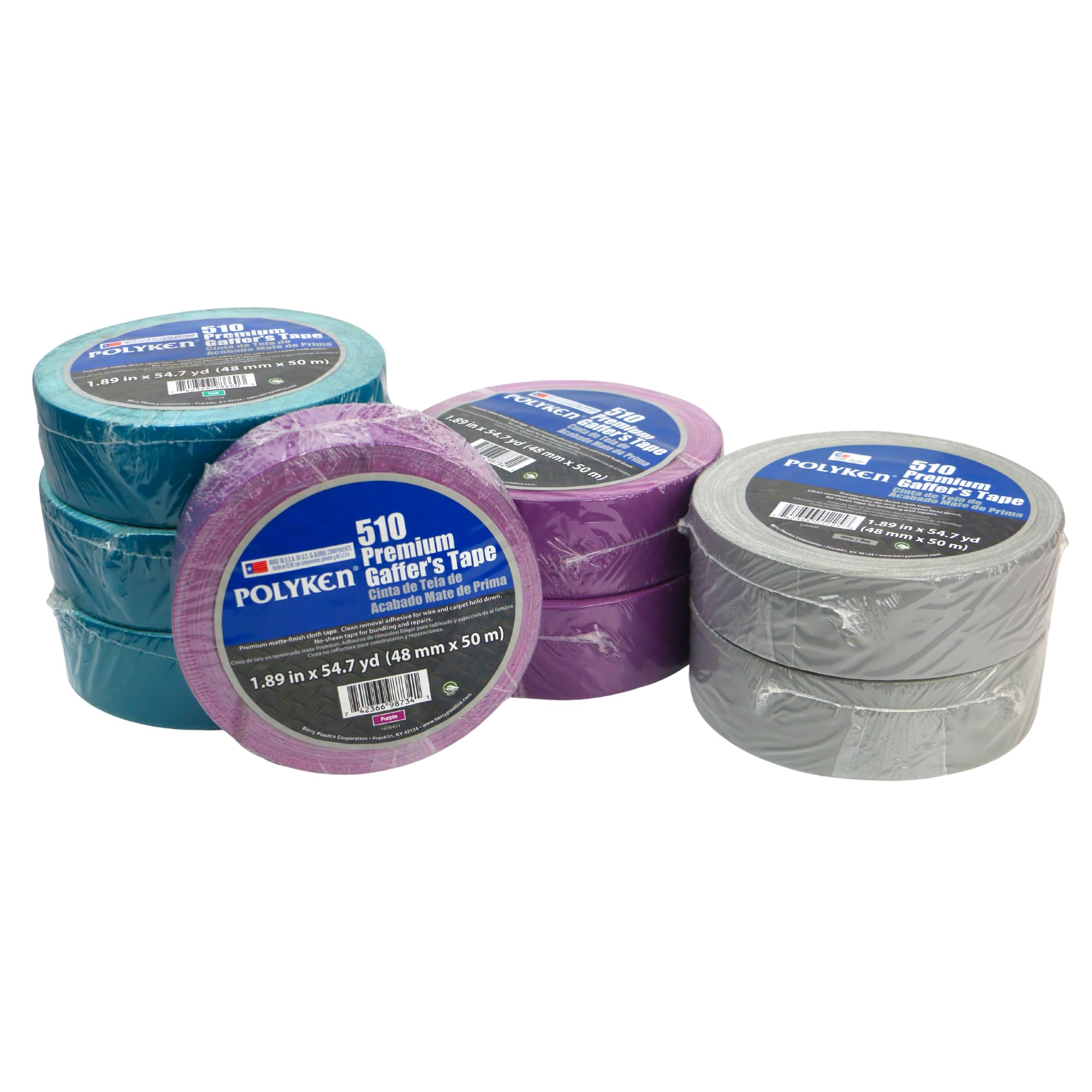 JVCC Gaff-Color-Pack Klebeband Multi-Pack: 1/2 in. x 55 yds. / Sortiert (schwarz, rot, weiß, gelb)