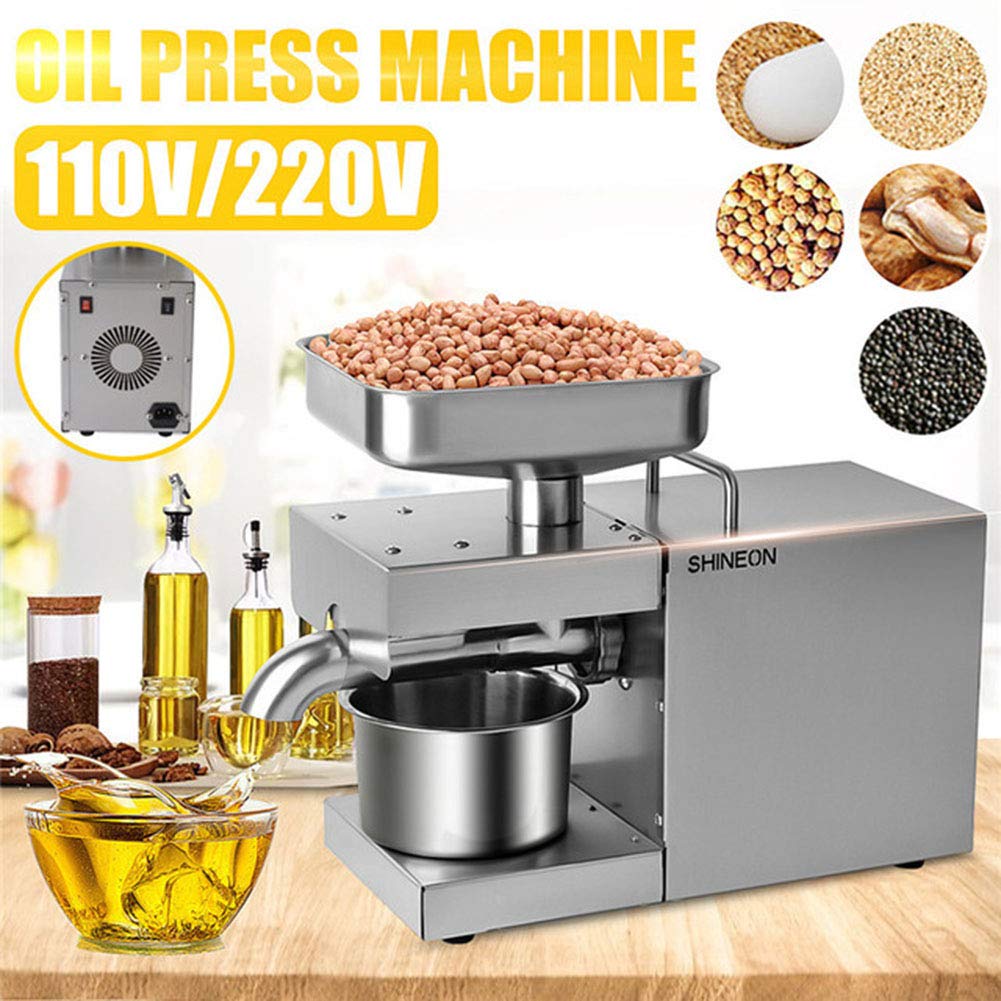 TAISK Automatic Oil Press Machine Hot & Cold Oil Expeller 304 Stainless Steel Press Oil Extractor for Coconut Castor Olive Peanuts 3-6Kg/H Home Commercial 610W