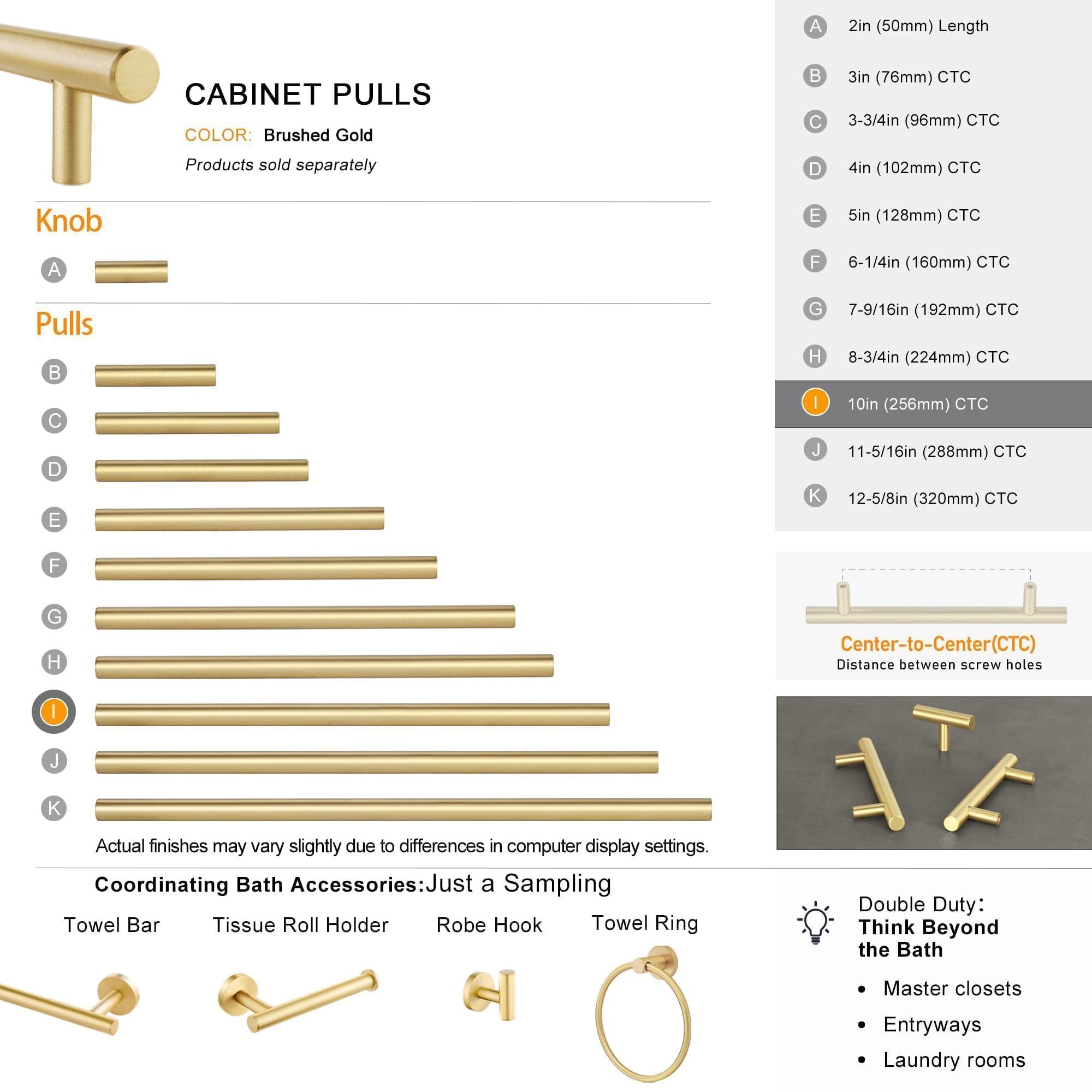 QOGRISUN Cabinet And Furniture Pulls 10-Inch(256mm)Hole Centers