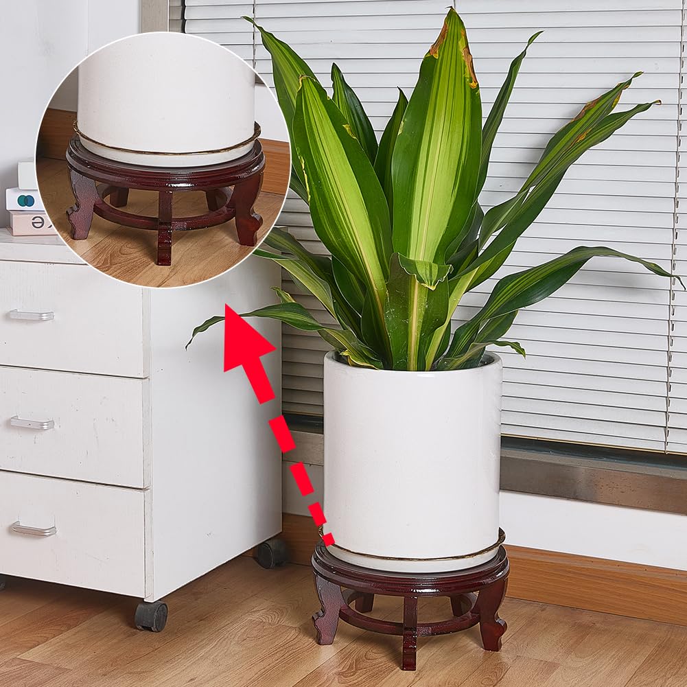 FINGERINSPIRE Base per Espositore in Legno 24.2x10cm Supporto per Piante Orientale Cinese in Noce di Cocco Supporto per Vasi Espositore per Pesci Realizzato a Mano per Piante da Interno