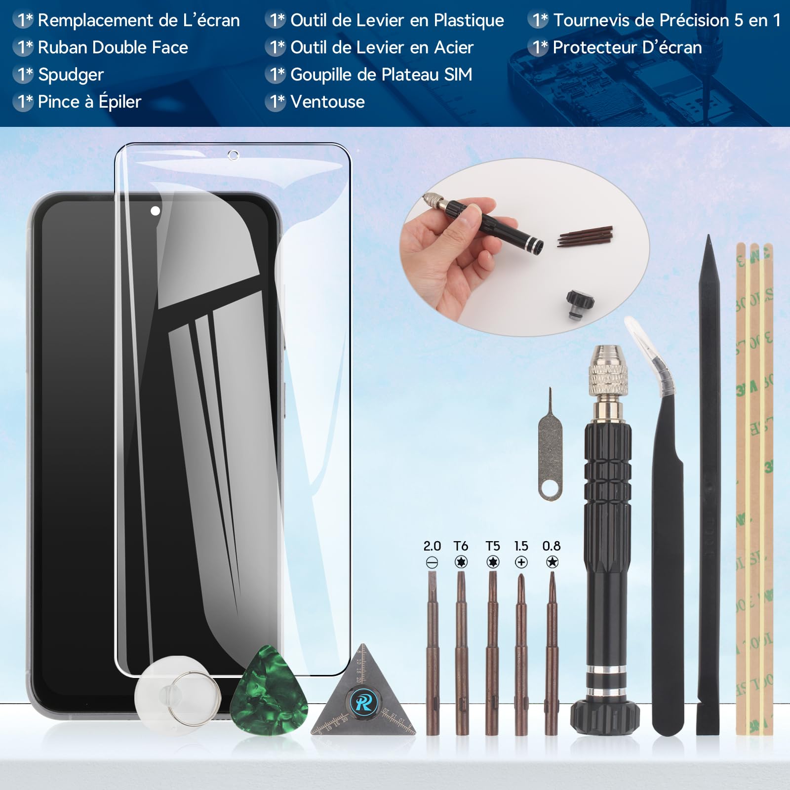 RongZy Écran LCD pour Samsung Galaxy S23 FE incell Écran Remplacement pour Samsung S23 FE S711U/S711B/S711W/S7110 Écran LCD Numériseur Tactile Panneau Assemblé Réparation avec Outils(Noir avec Cadre