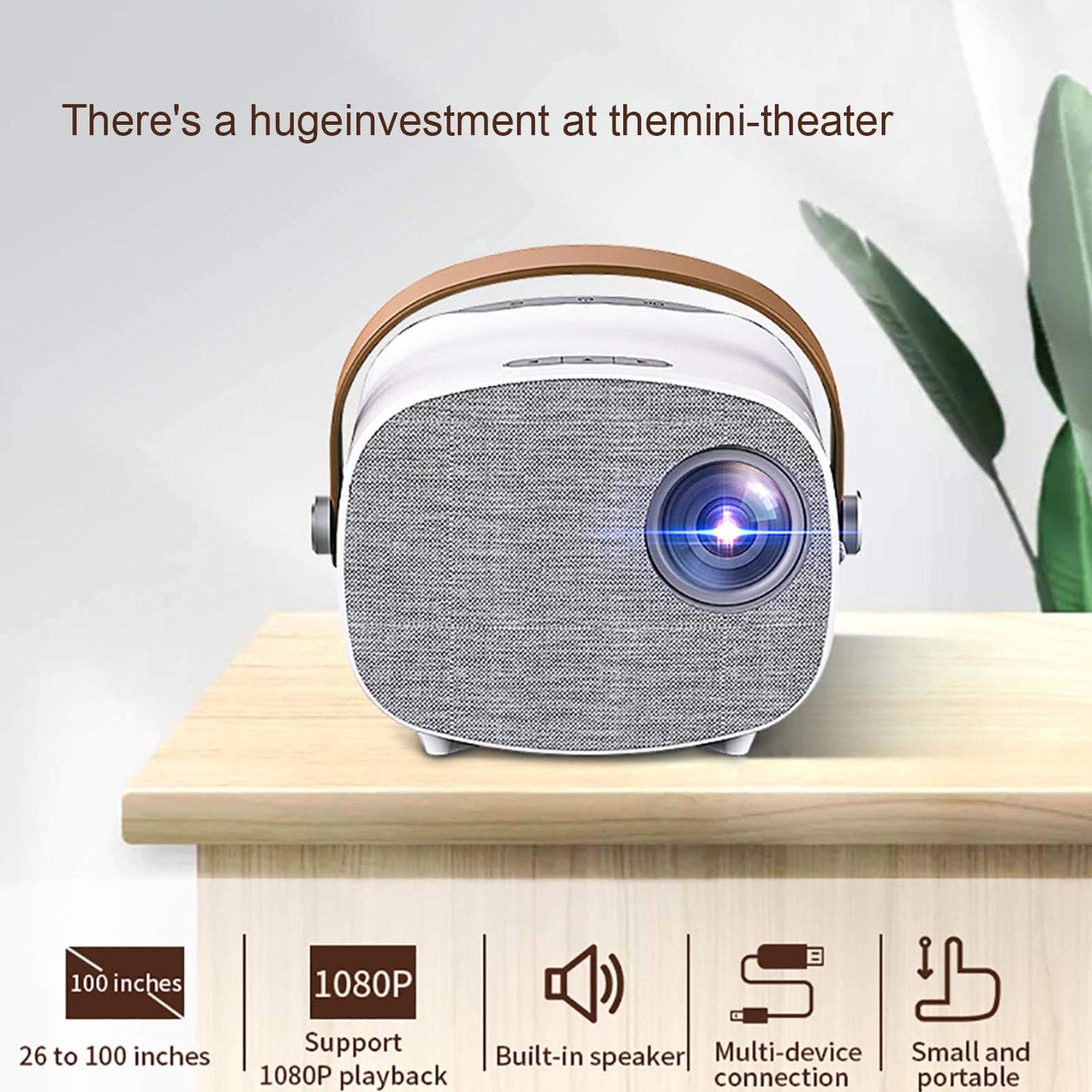 Mini Proiettore LED Tascabile, Videoproiettore Portatile, Proiettore Home Theater 1080P, Doppio Suono Stereo e Sistema di Eliminazione del Rumore Della Ventola, Perfetto per la Casa,Tua Scelta Ideale