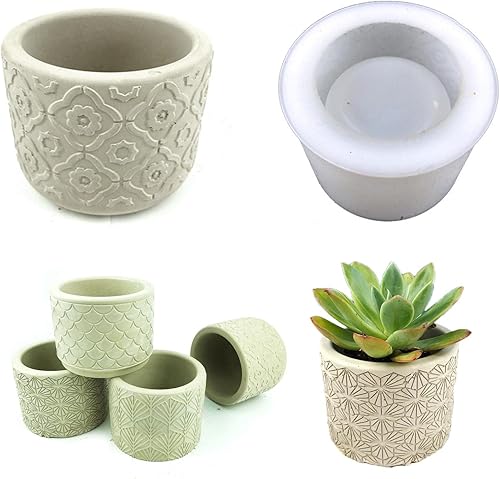 Miniatura 1 de Molde de resina para macetas de bricolaje, molde de planta cilíndrica grande, moldes de silicona para plantas en maceta 3D para fundición de