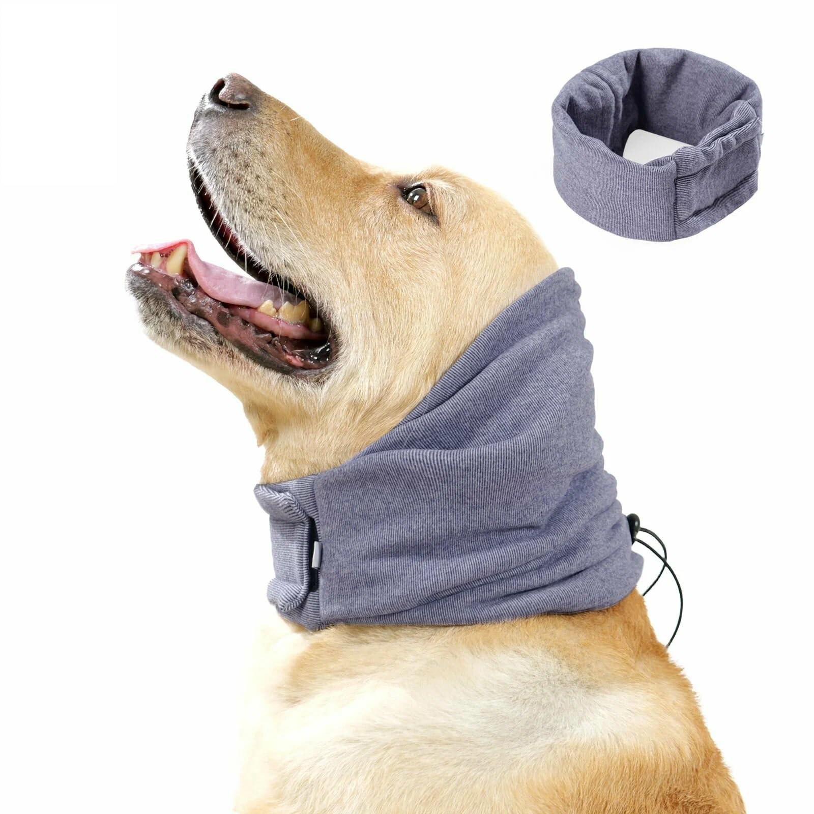 Dog Snood Earmuffs Calming Hood Neck and Ears Warmer Comfort Adjustable Noise Reducing Dog Warmer Ear Protectors Covers for Anxiety Relief (Purple, M)
