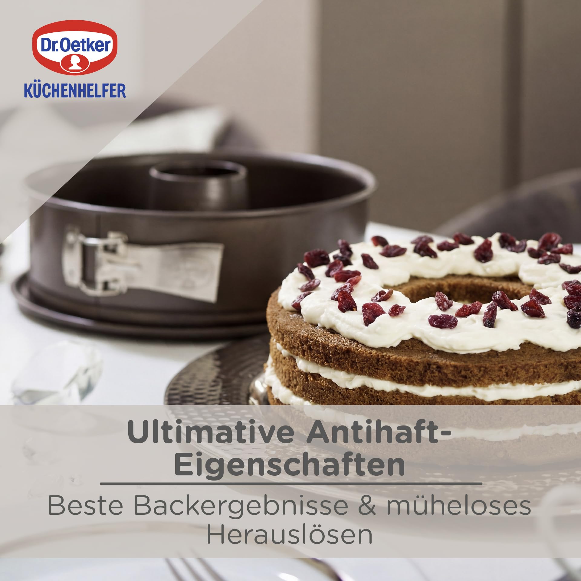 Dr. Oetker Springform mit Servier- & Rohrboden Ø 28 cm Back-Edition – Backform mit keramisch verstärkter Antihaft-Beschichtung, schnitt-& kratzfester Boden, hitzebeständig bis 230°C, 3650 ml
