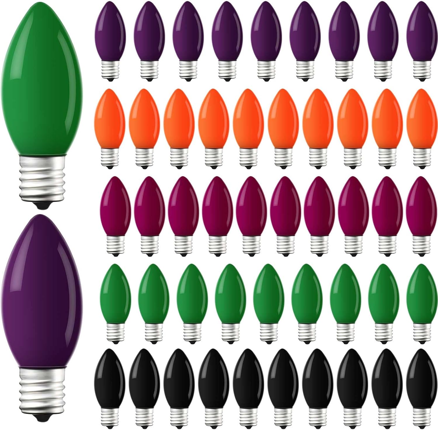 Treela 50 Pcs C9 Multicolored Light Bulb 7 Watt E17 Christmas Light