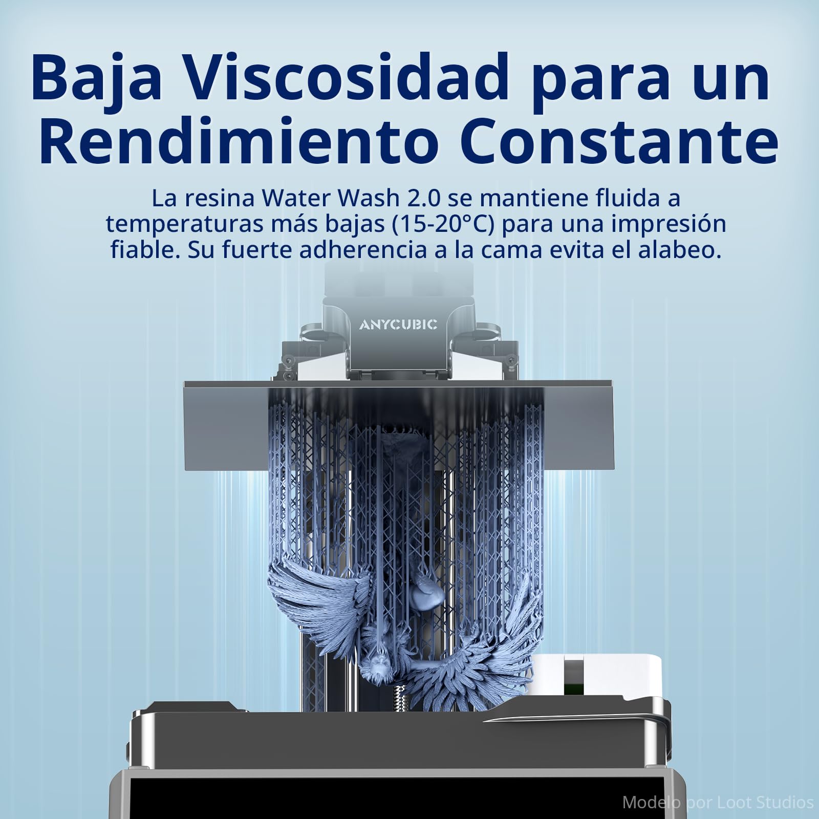 ANYCUBIC Water Wash Resin 2.0, Resina 3D de Curado UV de Alta Precisión, Bajo Olor, Resina para Impresoras 3D 4K/6K/8K LCD/DLP ((Gris, 4000g)
