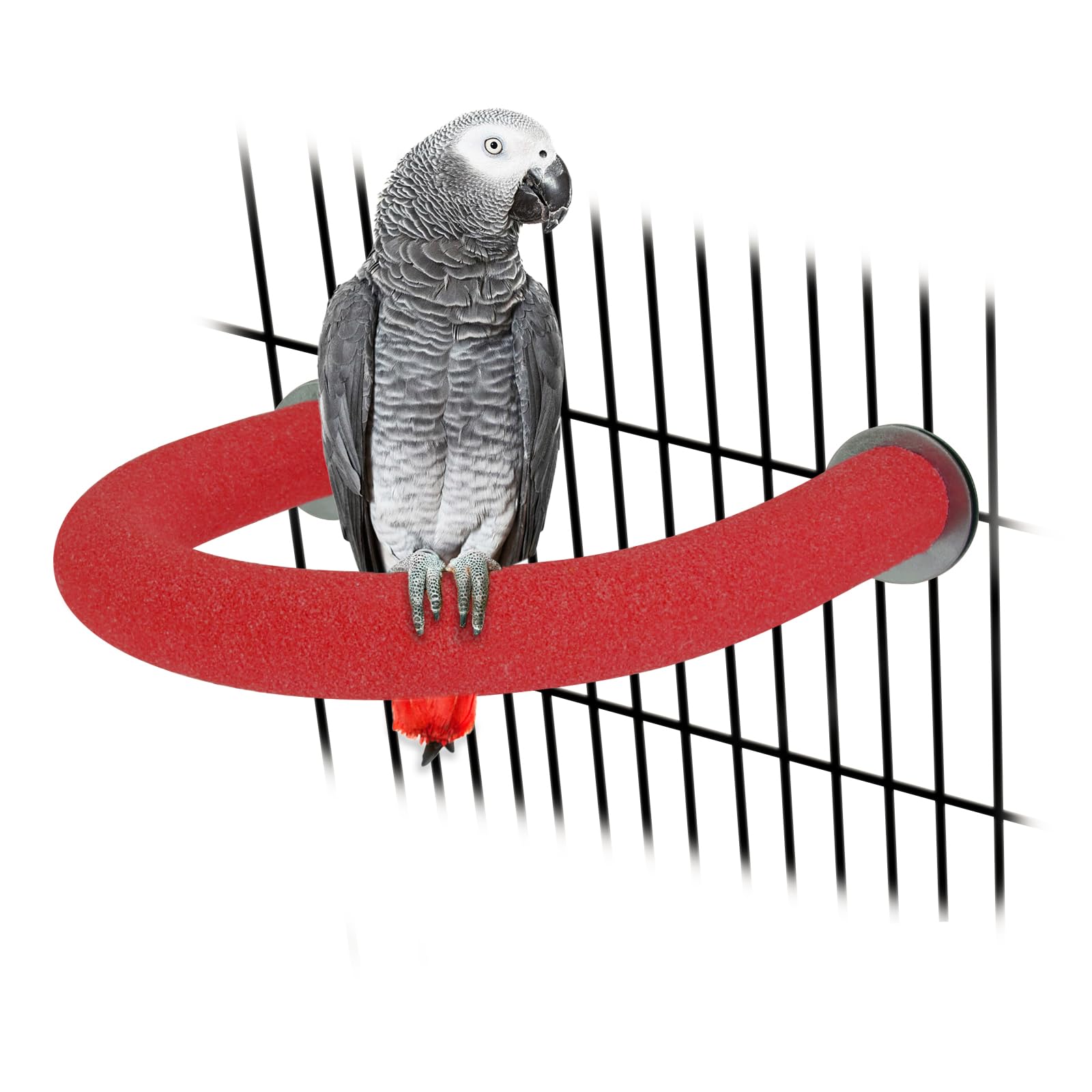 Rypet U-Shaped Large Parrot Perch, Quartz Bird Perch for Cage(Red L)
