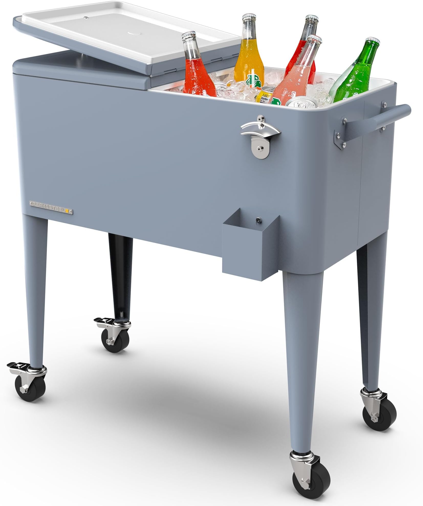 80-Qt Large Outdoor Patio Cooler with Wheels & Handles, Portable Rolling Hard Cooler for Outside, Retro Ice Cooler Cart, Beverage Can Coolers for Backyard Parties